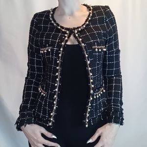 Dainty Black and White Woven Blazer